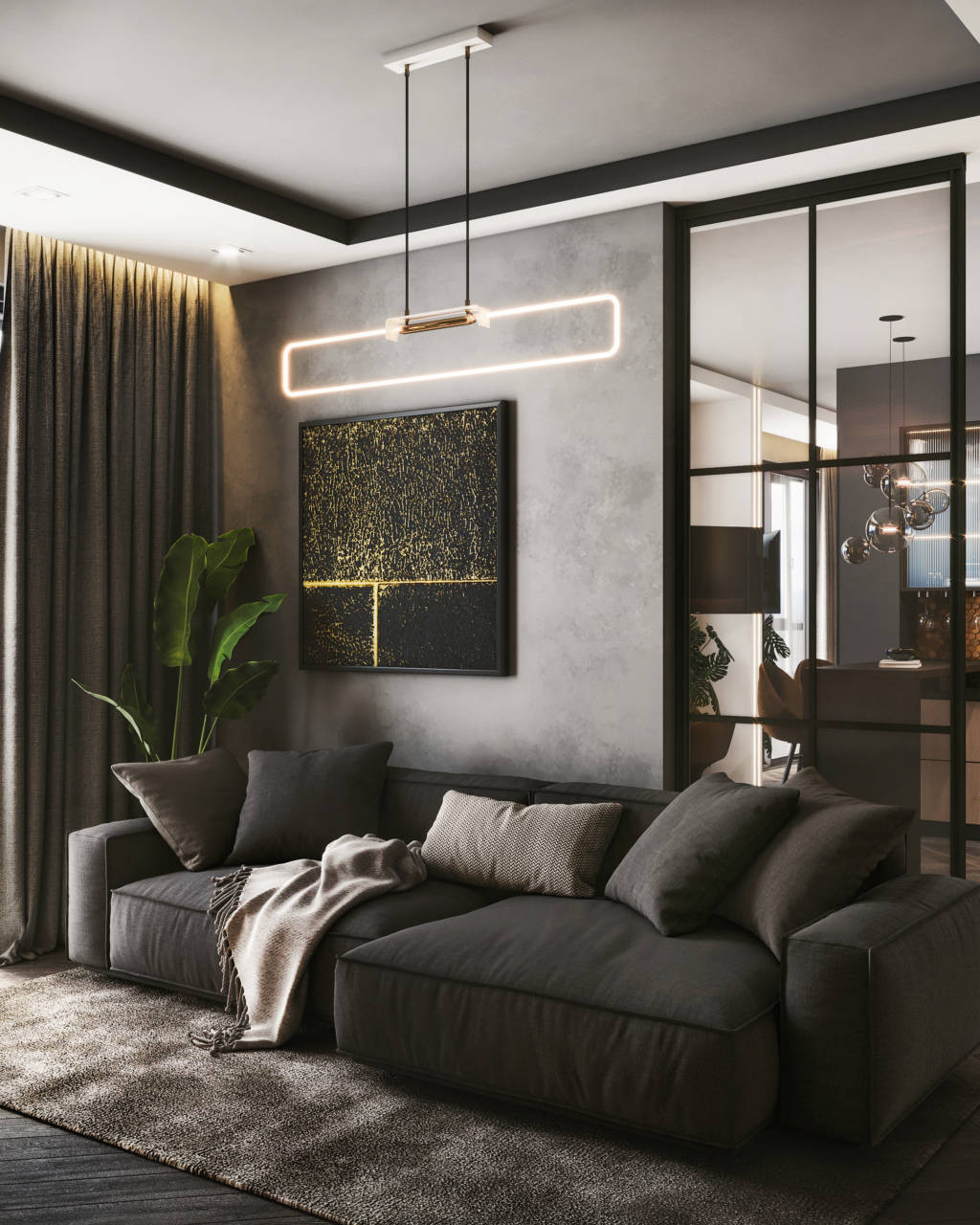 г. Санкт-Петербург, квартира 98 м2. Темно-золотой интерьер квартиры