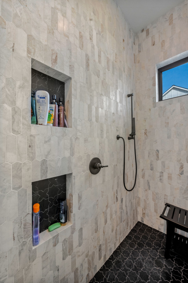 Example of a transitional bathroom design in Austin