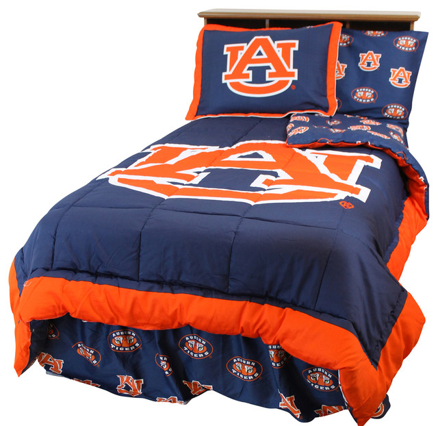 College Covers Auburn Tigers Bed in a Bag Twin, With Team Colored