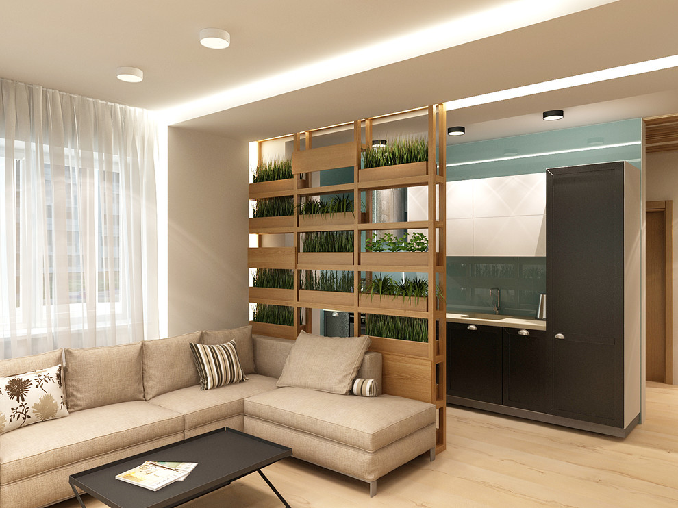 Интерьер гостиной в эко-скандинавском стиле