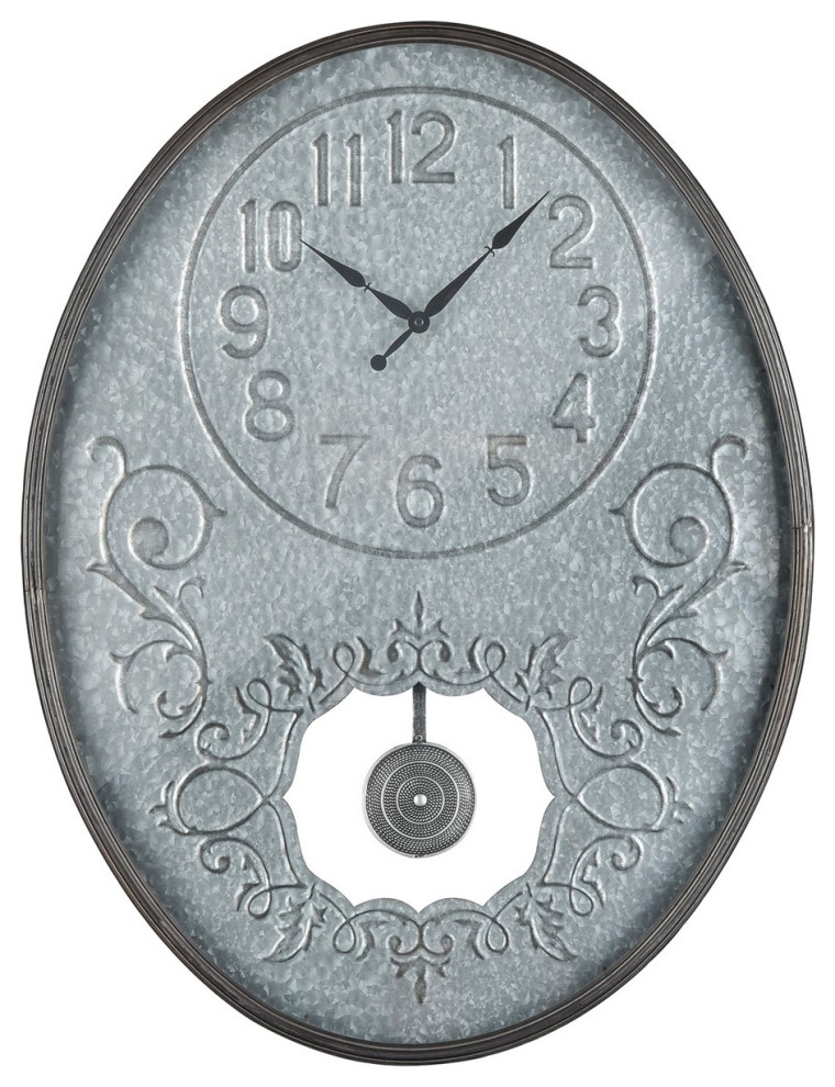 Jane Wall Clock In Galvanized Steel And Bronze Farmhouse Wall