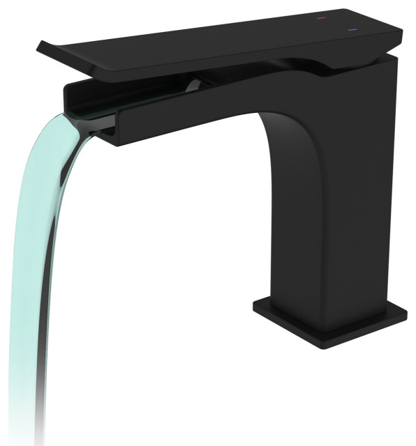 Aqua Cascata Single Lever Bathroom Vanity Faucet Matte Black