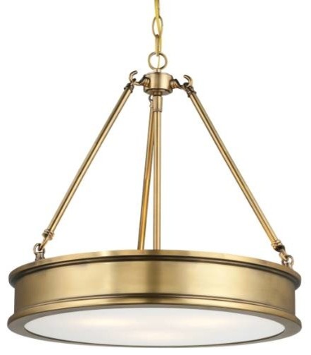 Minka Lavery 4173-249 Harbour Point 3 Light Pendant in Liberty Gold with Etched