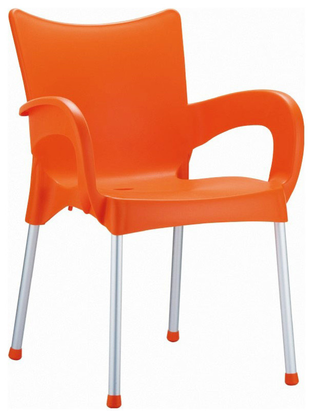 Romeo Resin Dining Arm Chair Orange - Set of 4