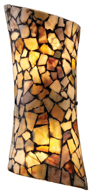 Trego 2-Light Sconce With Multicolored Colored Stone, Dark Rust