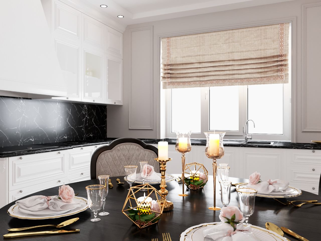 Загородный дом (кухня,гостиная) в стиле арт деко