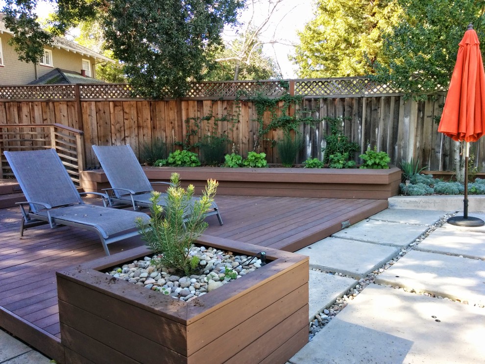 Mid-sized transitional backyard deck photo in San Francisco with no cover