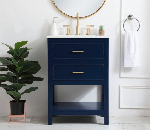 Elegant VF19024BL 24"Single Bathroom Vanity, Blue - Transitional ...