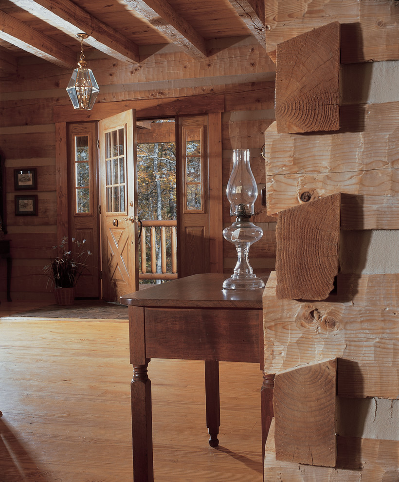 White Modified Prestwick Log Home Rustic Other by StoneMill Log