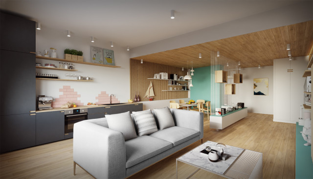 Transformation d'un local technique en appartement  de standing contemporary-living-room