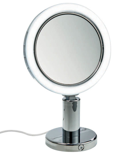 Amazon Com Gecious Wall Mount Magnifying Mirror With Light With 10x Magnification Led Lighted 8 Inches Double Sided Powered By Plug Nickel Finished