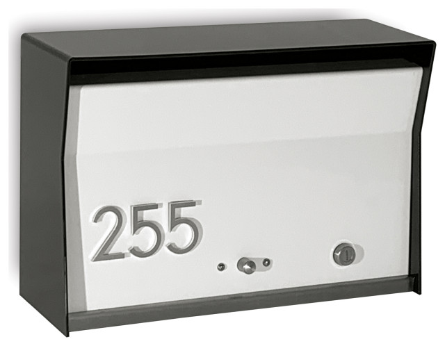 RetroBox Locking Modern Wall Mounted Mailbox, in Black and White ...