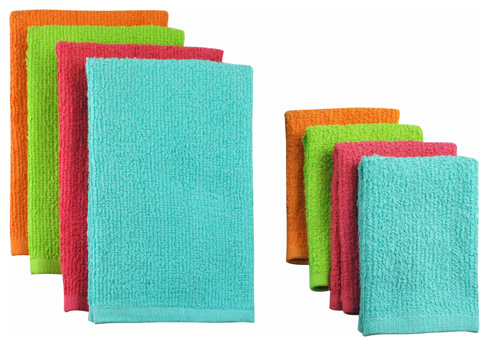 Primary Terry Bar Mop Dishtowels and Dishcloths Set Contemporary