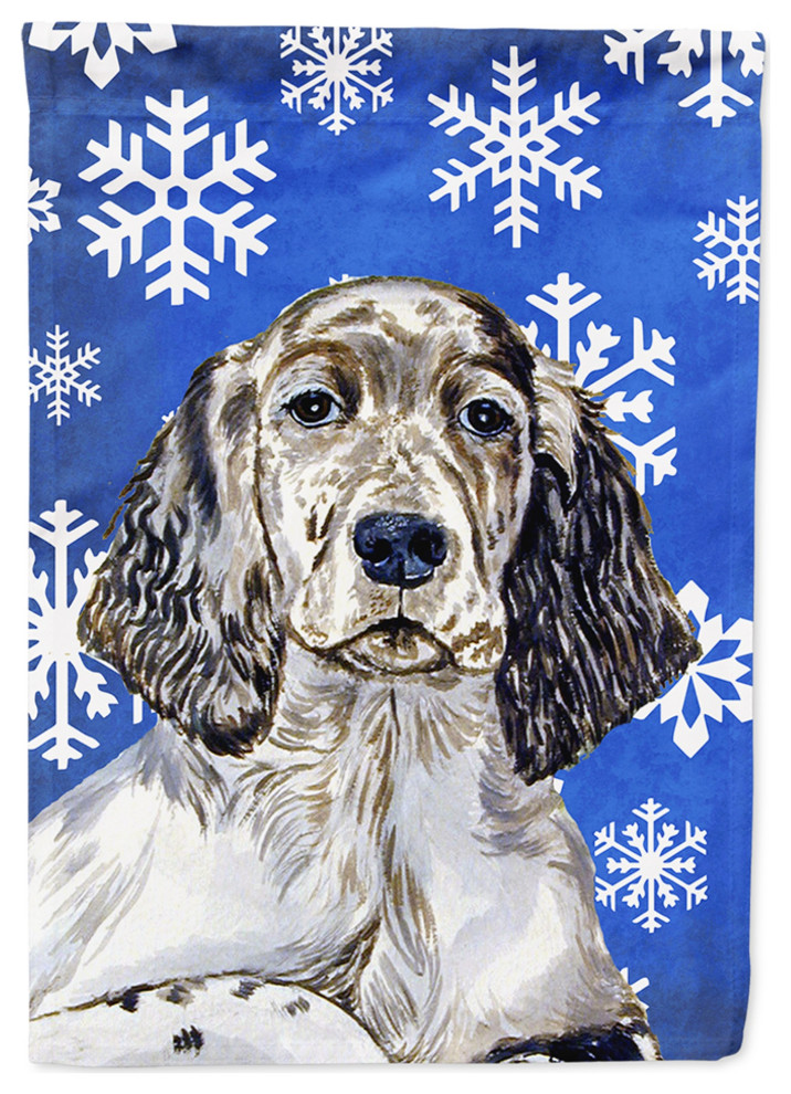 Lh9277Chf English Setter Winter Snowflakes Holiday Flag Canvas