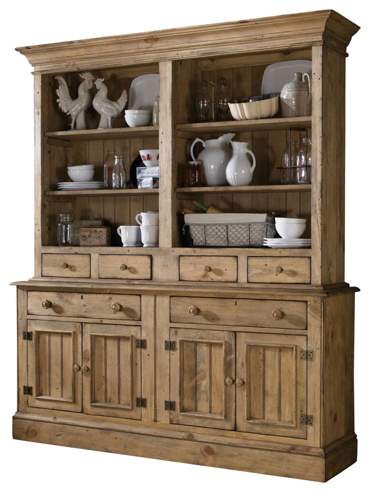 Kincaid Solid Wood Open Hutch With Buffet, Vintage Pine China And Hutches