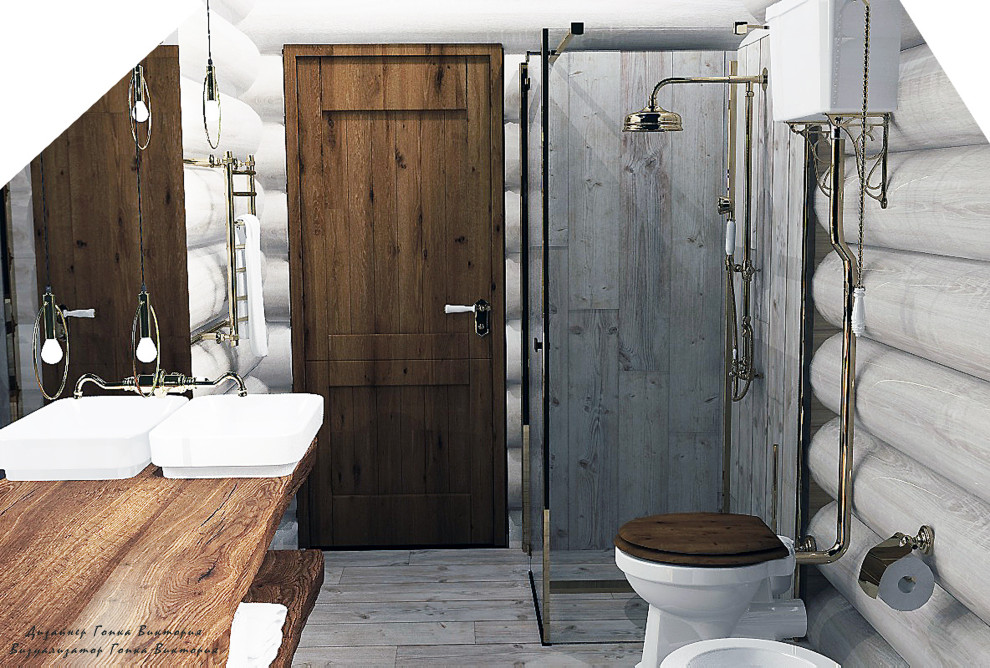 Ванная комната (круглый брус) с элементами лофта