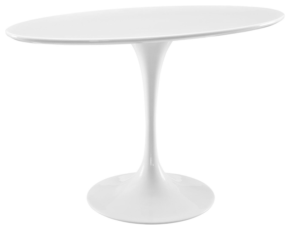 48"" Oval Wood Top Dining Table, White Midcentury Dining Tables