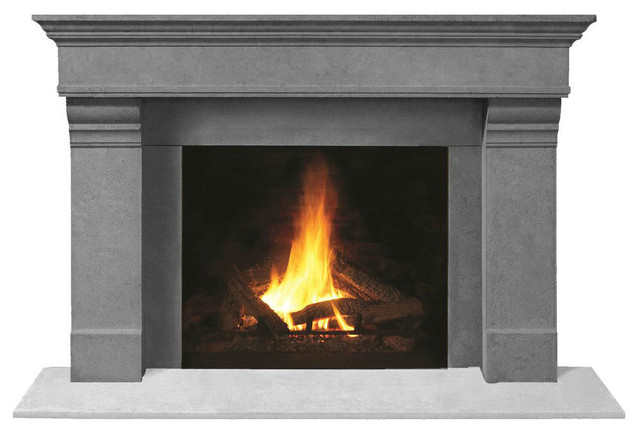 Fireplace Stone Mantel 1110.556 With Filler Panels, Gray, No Hearth Pad