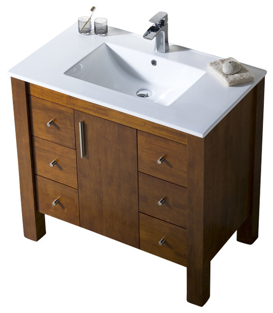 Parsons 37 Porcelain Top Vanity Transitional Bathroom Vanities And