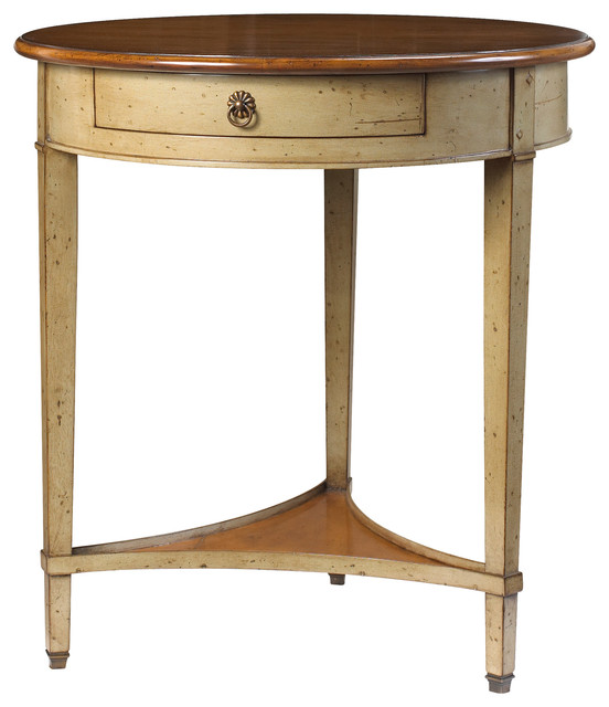 Houzz French Heritage Round Table Antique French Heritage Round Table Antique Cherry Top And Grey Base Finish Traditional Side