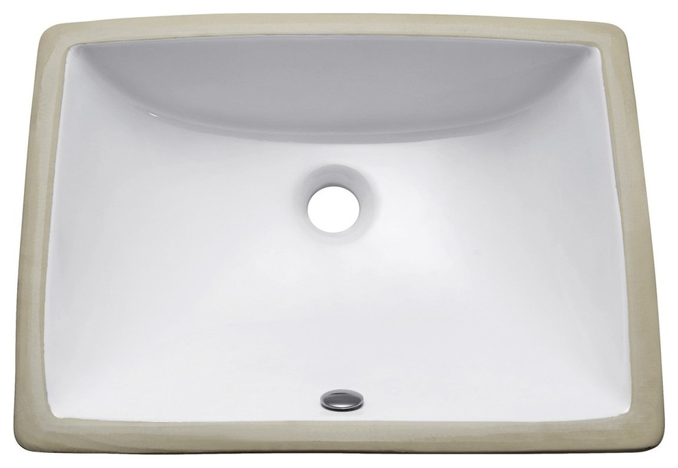 Undermount 20" Rectangular Vitreous China Sink, White, 20