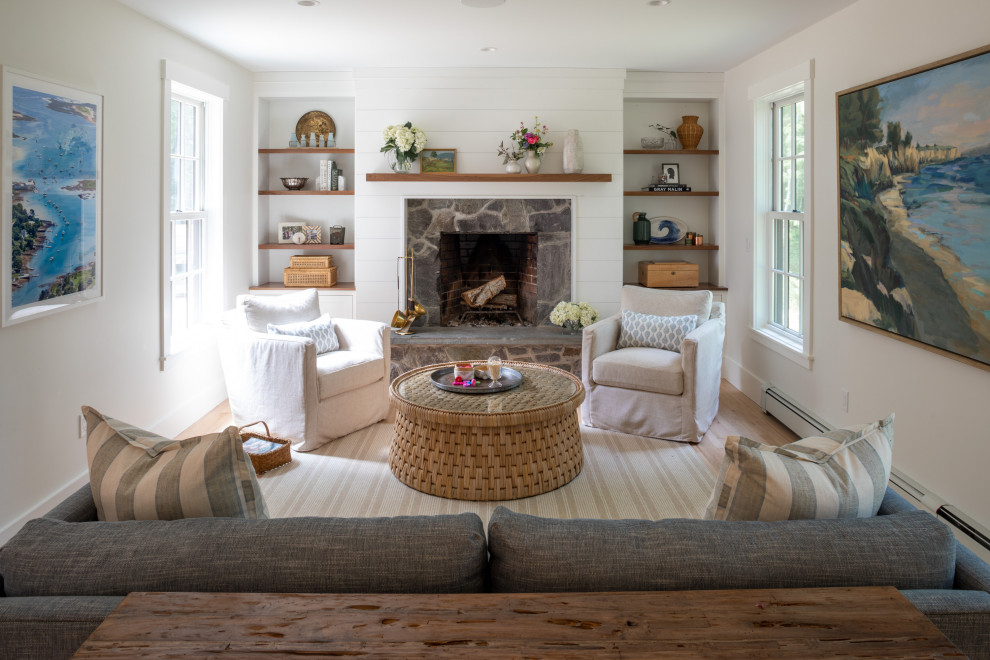 Inspiration for a transitional living room remodel in Portland Maine