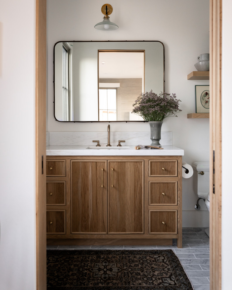 Inspiration for a transitional bathroom remodel in Orange County