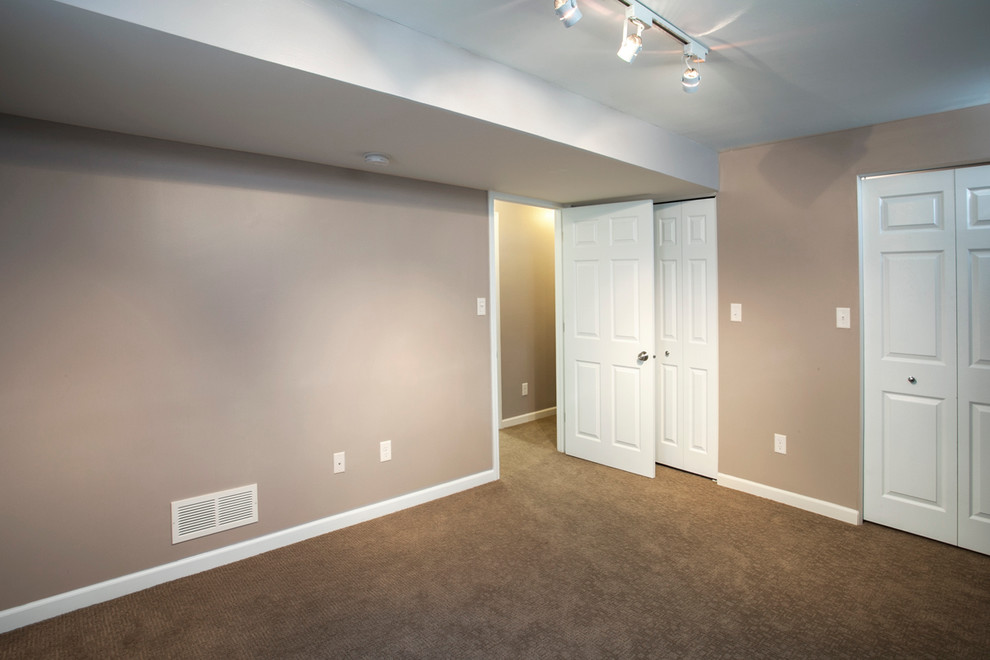 Example of a transitional home design design in Milwaukee
