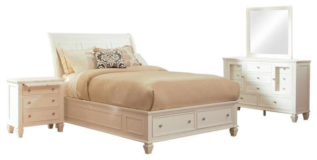 Coaster Sandy Beach 4 Piece Bedroom Set White Finish Traditional Furniture Sets By Gwg - Sandy Beach Queen Sleigh Bed With Footboard Storage White Coaster Sandy Beach 4 Piece Bedroom Set White Finish Traditional Furniture Sets By Gwg - Sandy Beach Queen Sleigh Bed With Footboard Storage White
