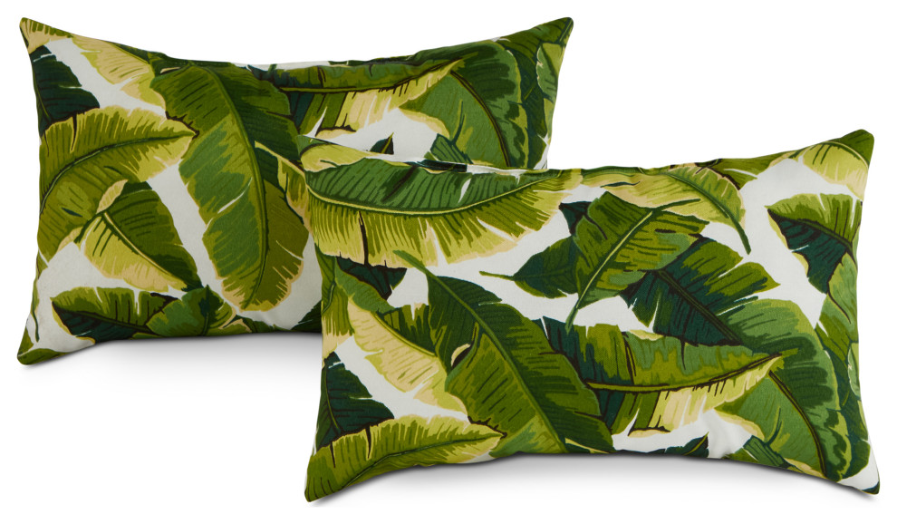 Tropical 19x12" Outdoor Lumbar Pillows, Set of 2 Tropical Outdoor