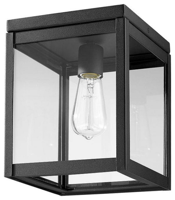 Modern 1 Light Outdoor Aluminum Ceiling Mount Lighting Fixture, Black -  Transitional - Outdoor Flush-mount Ceiling Lighting - by Lighting Favorites  | Houzz