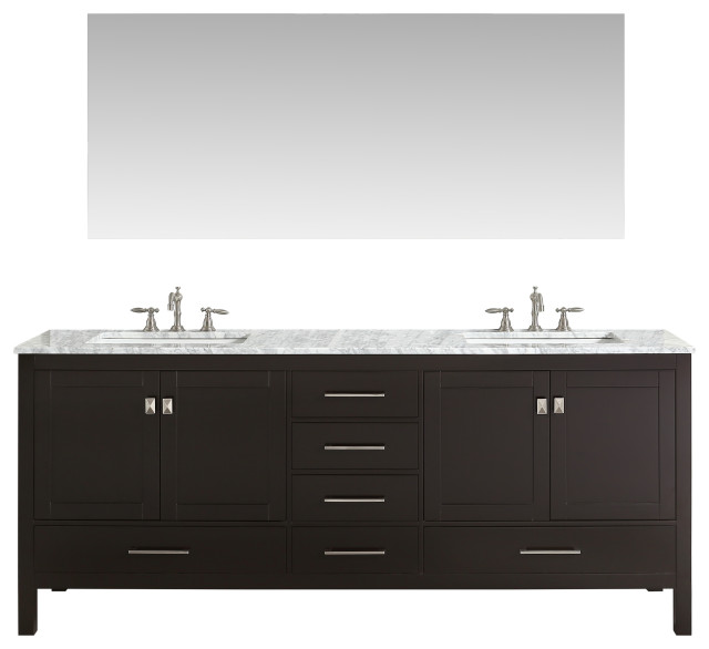 Eviva Aberdeen 72" Espresso Double Sink Bathroom Vanity With White