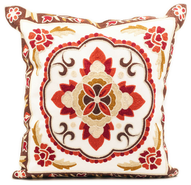 Mughal Embroidered Throw Pillow Cover
