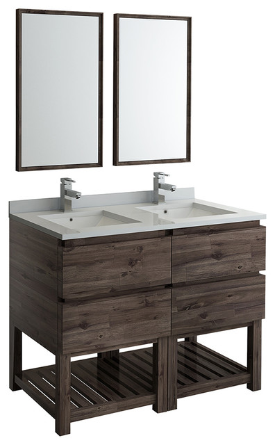 Formosa Wall Hung Double Sink Modern Bathroom Vanity With Mirrors