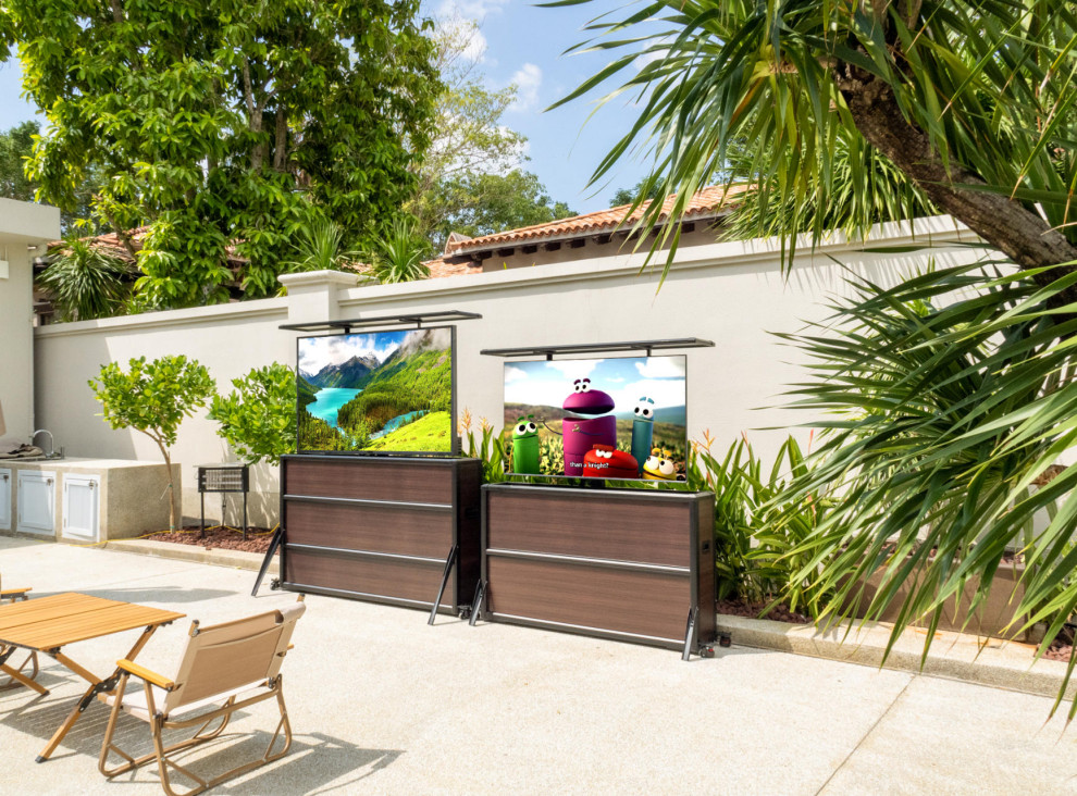 Courtyard Living: Intellicube Outdoor TV Lift Cabinet