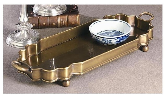 Oval Footed Tray in Antique Brass - Set of 6