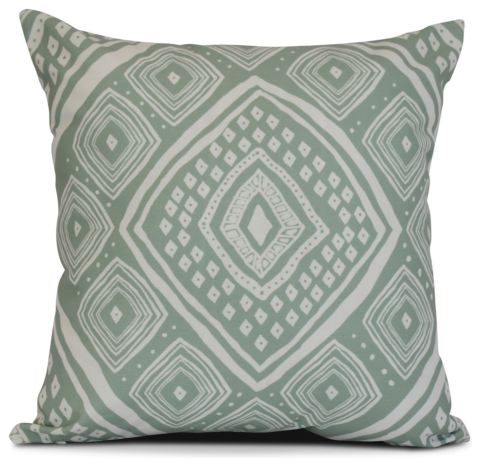 Aqua Ebydesign Diamond Mayhem Geometric Print Pillow