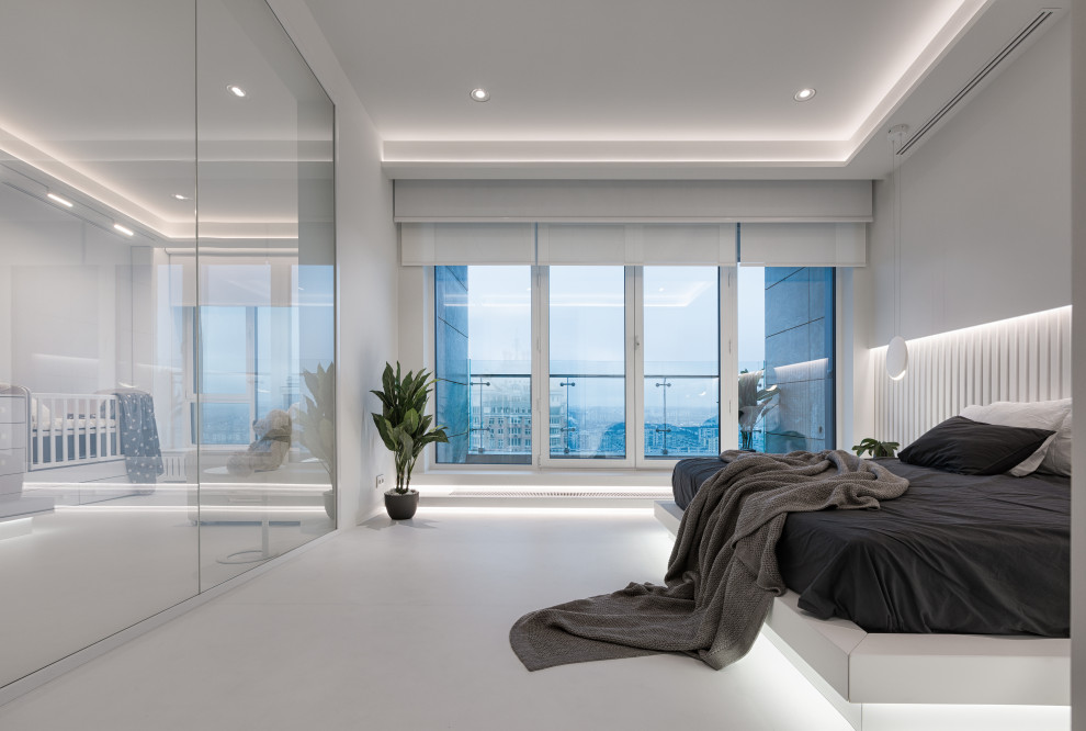 Stylish monochromatic white penthouse