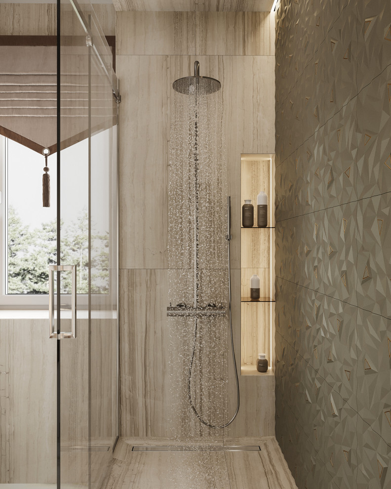 Душевая с окном в частном доме г. Казань