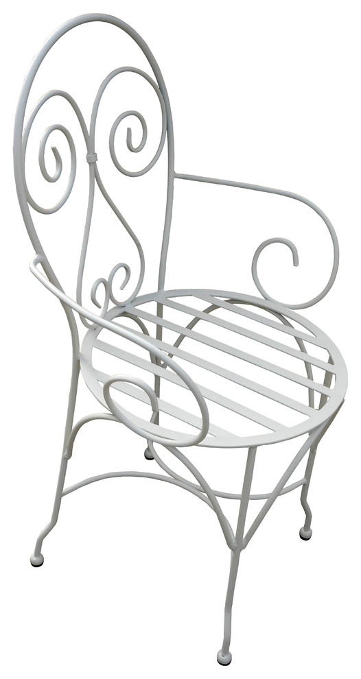 Powder coated wrought iron chair for garden and patio