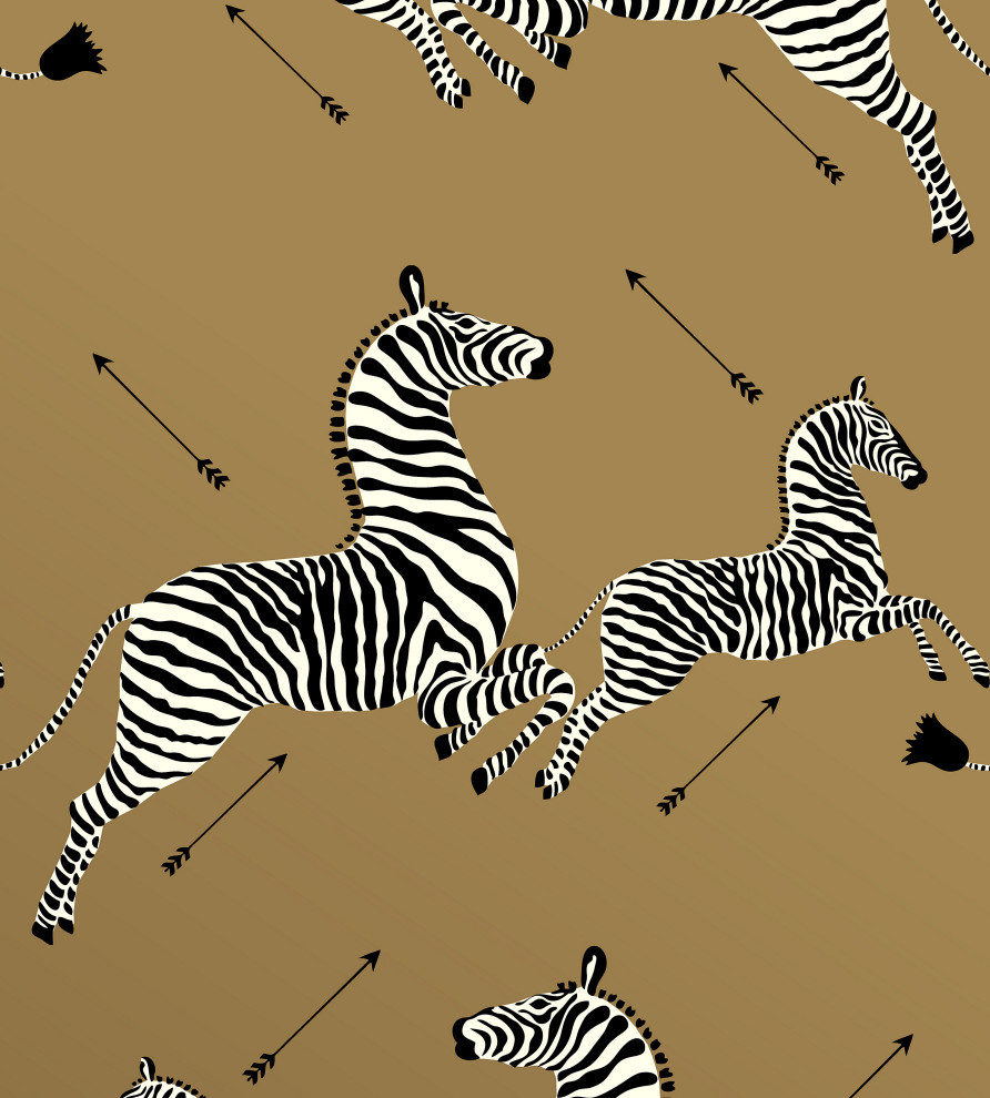 Zebras Wallpaper, Gold
