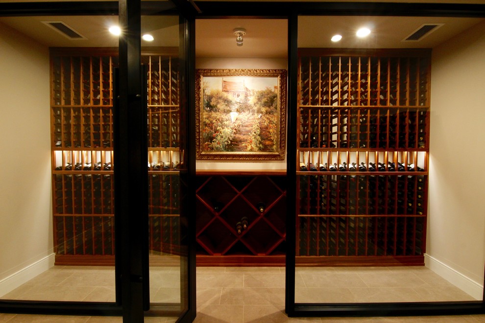 Design ideas for a mid-sized traditional wine cellar in Seattle.