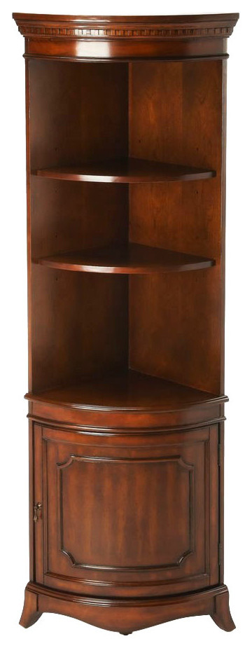 Offex Traditional Quarter Round Corner Cabinet, Dark Brown