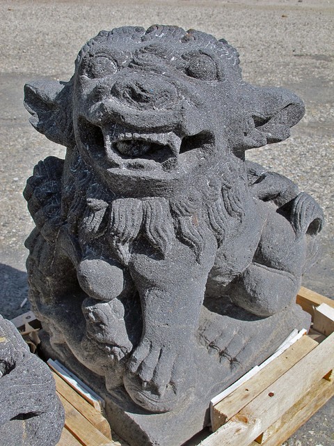 Chinese Foo Dogs, Hand Carved Lava Stone