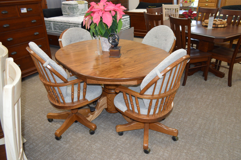 42 x 54 oval Table with Swivel Dining chairs