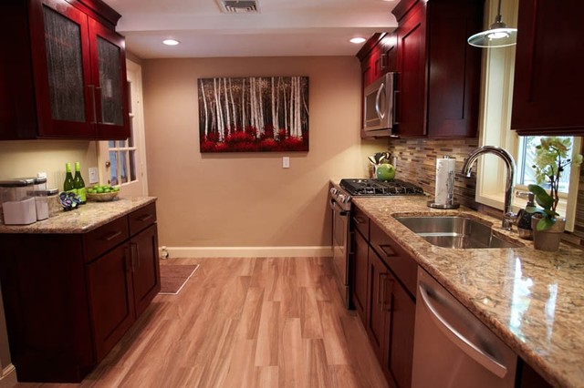 Porcelain Faux Wood Flooring Traditional Kitchen