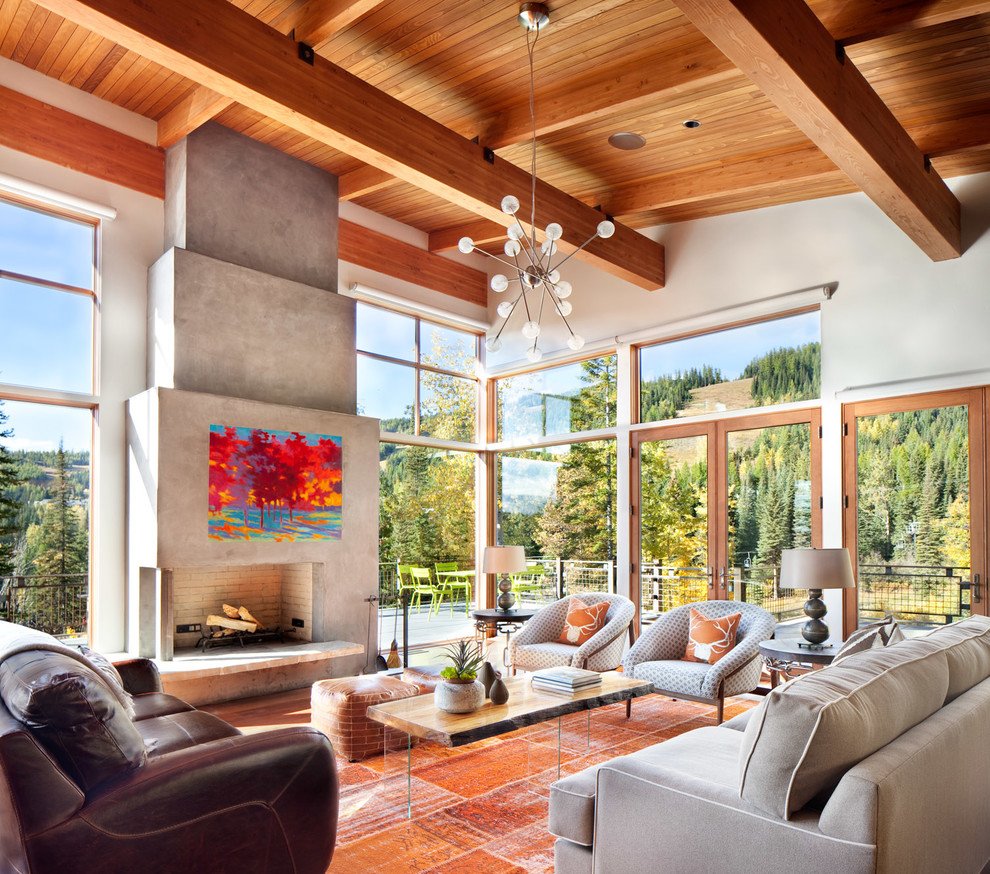 Modern Ski Chalet - Modern ski chalet with walls of windows to enjoy the mountainous view provided of this ski-in ski-out property. Formal and casual living room areas allow for flexible entertaining.
Construction - Bear Mountain Builders
Interiors - Hunter & Company
Photos - Gibeon Photography