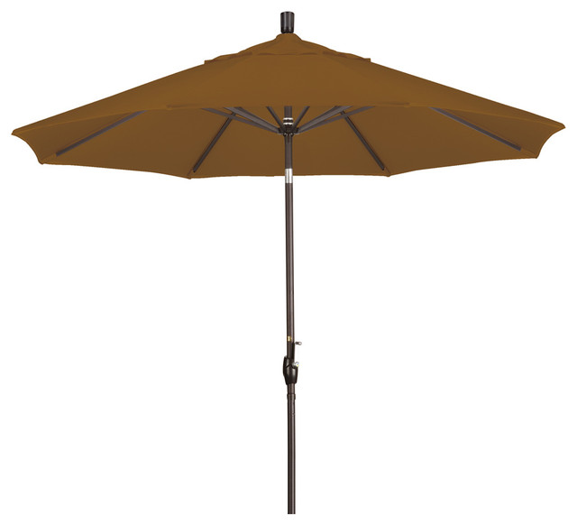 9 Foot Sunbrella Aluminum Crank Lift Push Tilt Patio Umbrella, Bronze Pole