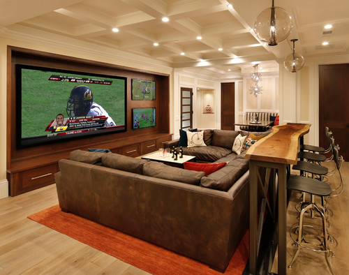 Family Room, Home Theater and Bar