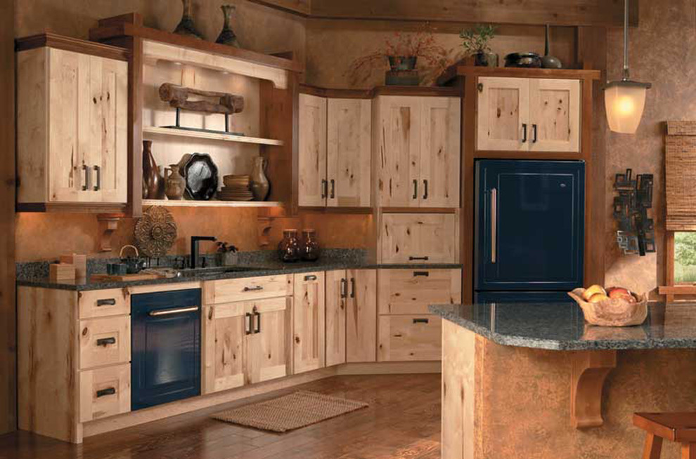 Example of a mountain style kitchen design in Portland